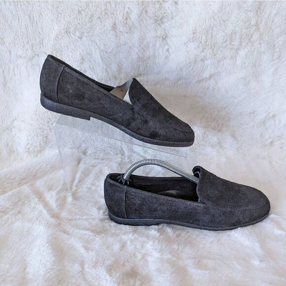 NIB VTG Modern Women Slip On Loafers Shoes Suede Close Toe Black 7.5 - Picture 7 of 12